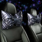 Dotesy 2PCS Rhinestone Car Headrest Neck Pillow for Driving with Bling Bling Crystal Leather Seat Head Pillow Car Accessories for Women (Black Leather) - color: Black Leather