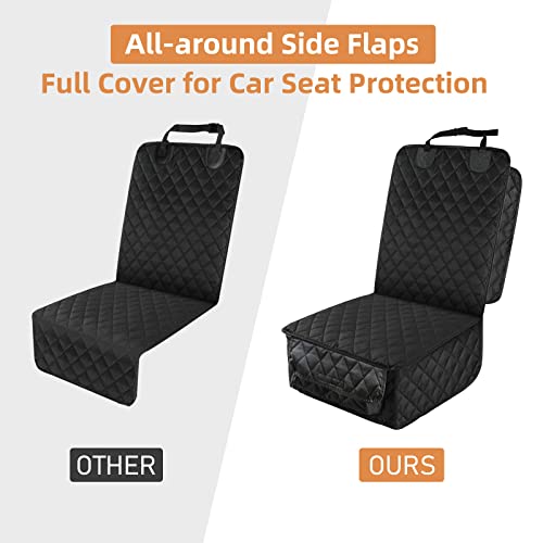 PETICON Waterproof Front Seat Car Cover, Full Protection Dog Car Seat Cover with Side Flaps, Nonslip Scratchproof Front Seat Cover Fits for Cars, Trucks, SUVs, Jeep - color: black