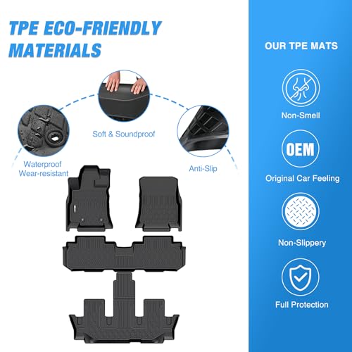Nilight TPE Floor Mats for Subaru Ascent 7 Seater 2nd Row Bucket Seat 2019 2020 2021 2022 2023 2024 2025 2026 All Weather Custom Fit Heavy Duty Floor Liners - color: 2019-2026 Ascent 7 Seat Bucket Seat