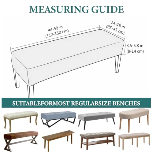 Dining Bench Cover, Stretch Washable Long Bench Seat Covers Jacaquard Rectangle Dining Table Bench Slipover for Dining Room, Bedroom, Living Room, Kitchen (Dark Gray)