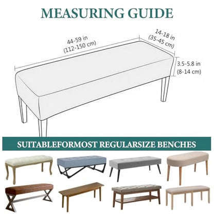 Dining Bench Cover, Stretch Washable Long Bench Seat Covers Jacaquard Rectangle Dining Table Bench Slipover for Dining Room, Bedroom, Living Room, Kitchen (Dark Gray)
