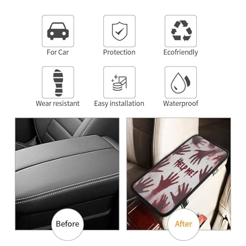 Universal Car Center Console Cushion Pad, Red Hand Soft Waterproof Car Center Console Cover Auto Armrest Seat Box Cover Protector for Most Vehicle SUV Truck Car - color: Red Hand