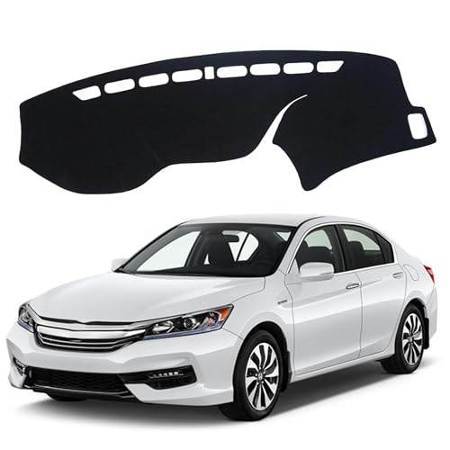 Upgraded Dash Mat for 2013-2017 Honda Accord Polyester Dash Board UV Protection Non-Slip Windshield Reflective Dash Cover Interior Accessory Black (Without HUD) - color: 2013-2017 for Honda Accord (Without HUD)