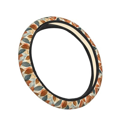 Boho Abstract Mid Century Modern Leaf Steering Wheel Cover for Women Men, Non-Slip Steering Wheel Protector Car Wheel Covers, Universal 15 Inch Fit for Auto, Suvs, Truck - color: Boho Mid Century Modern Leaf