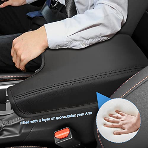 INTGET Car Center Console Armrest Cover for 2021 2022 2023 Subaru Crosstrek 2018 2019 2020/Impreza Accessories 2017-2023 Leather Arm Rest Box Lid Middle Console Cover Seat Protector (Black Stitches) - color: Black with black stitches