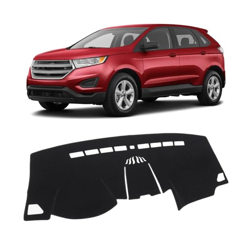 KUST Black Dash Cover Compatible with 2015-2025 2026 Ford Edge Dashboard Cover Accessories for Edge Non-Slip Polyester Dashboard Mat Custom Fit Center Console Sunshield Protector No Glare - size: 59.2''×18.8'' (Ford Edge 15-26)