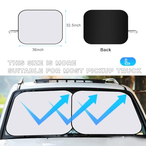 2 PCS Car Windshield Sun Shade, Auto Sun Heat and UV Rays Blocker, 33"×36" Foldable Automotive Front Window Sunshade Protector, Universal Vehicle Interior Accessories (Silver-L) - color: Silver-L (33×36 inches)