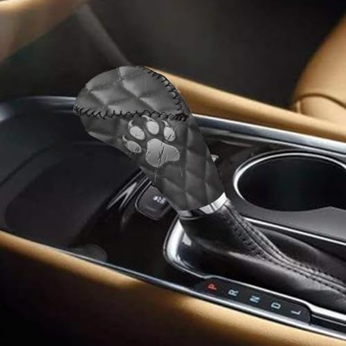 2 Piece Car Gear Shift Knob Cover and Handbrake Covers Set for Women Men, Bear Paw Printed Non Slip Car Handbrake Cover with Gear Shift Protector Covers, Universal Fits - color: Black and Gray - Bear Paw
