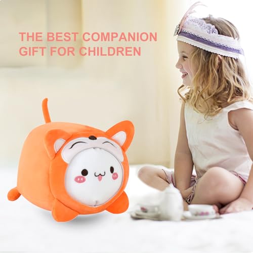 Kids Travel Pillow - 2-in-1 Deformable Kids Neck Pillow for Traveling, Soft U-Shaped Pillow with Adorable Animal Design, Comfy Sleep and Play, Ideal for Airplanes and Traveling (QQ Orange Fox) - size: QQ Orange Fox