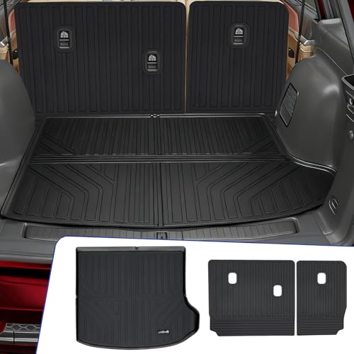Cargo Mat with Backrest Protection for 2022-2026 Jeep Grand Cherokee,TPE All Weather Protection Cargo Liner with Velcro Rear Seats Backrest car Accessories-Black - size: 22-26丨Grand Cherokee cargo mat
