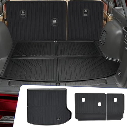 Cargo Mat with Backrest Protection for 2022-2026 Jeep Grand Cherokee,TPE All Weather Protection Cargo Liner with Velcro Rear Seats Backrest car Accessories-Black - size: 22-26丨Grand Cherokee cargo mat
