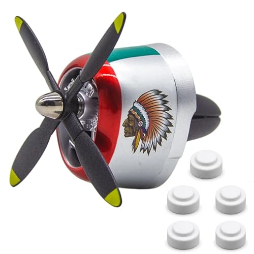 P-40 Warhawk Car Air Freshener with Spinning Propeller - Vent Clip Dashboard Decor for Men, Long Lasting Odor Eliminator wiht 5 Pack P40 Freshener Refills (P47-B) - color: P47-B