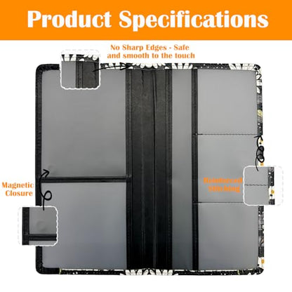 Car Registration and Insurance Holder with Magnetic Closure, Universal Document Organizer for License, Insurance Cards & Glove Box Storage (Daisy) - color: Daisy