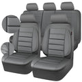 CAR PASS Leather Seat Covers Full Set Universal Water Resistant 3D Foam Back Support, Luxury Comfort Automotive 5 Seat Covers All Season Fit for SUV,Sedan,Van, Airbag Compatible Elegance (Gray) - color: All Gray