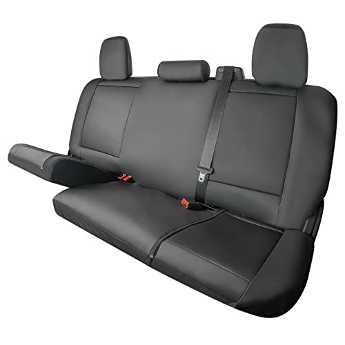Universal Truck Bench Seat Cover; Fits All Full-Size Silverado F-150 Ram Sierra Titan Tundra Pickup Trucks; to Fit Folding, Split Bench or Standard Bench Seat; Faux Leather, Black