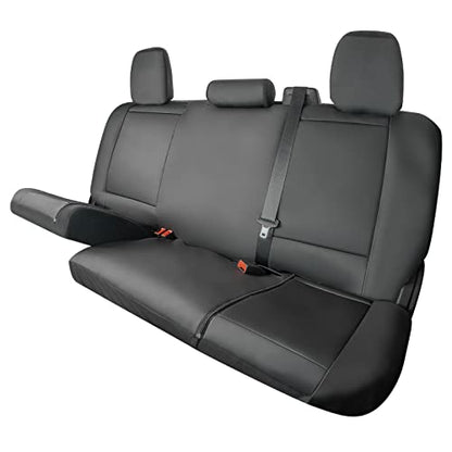 Universal Truck Bench Seat Cover; Fits All Full-Size Silverado F-150 Ram Sierra Titan Tundra Pickup Trucks; to Fit Folding, Split Bench or Standard Bench Seat; Faux Leather, Black