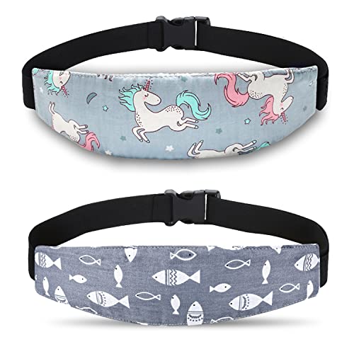 Baby Carseat Head Support,Car seat Straps Pillow Support Ban,Stroller Neck Relief Strap Headrest,Slumber Sling Sleep Positioner for Toddler Infants Child Children Kids(Gery Unicorn + Fish) - color: Gery Unicorn -1 Pack