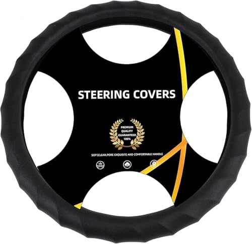 Silicone Car Steering Wheel Cover Universal Grip Steering Protective Cover with Pattern and Massaging Grip for Most Cars, SUVs, Trucks, and Vans