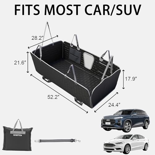 Upgraded Durable Hard Bottom Dog Car Seat Cover with EPE Sponge Cushion,Foldable Dog Rear Seat Protector,Waterproof Dog Hammock for Car, Seamless Dogs Back Seat Extender for Car SUV Truck(L)