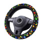 Autism Awareness Steering Wheel Cover Anti-Slip,Sweat Absorption Universal 15 inch Steering Wheel Covers Cute car Accessories for Men Women - color: Black 2