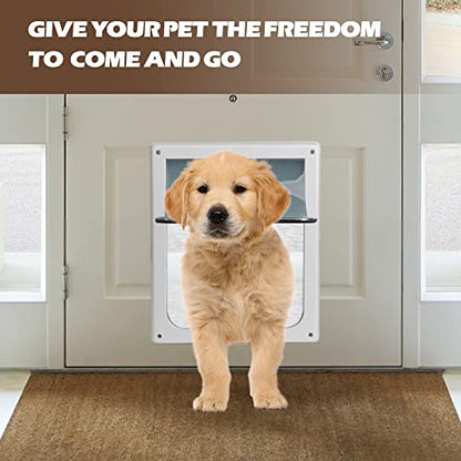 Pet Flap Door for Dogs 2 Ways Locking Wall Entry Pet Door with Transparent Flap (Small) - size: Small