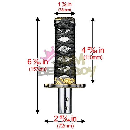 JDMBESTBOY Samurai Sword Black White Shift Knob Shifter Alloy Katana Adapter Universal 10cm - color: Black White, size: 10cm