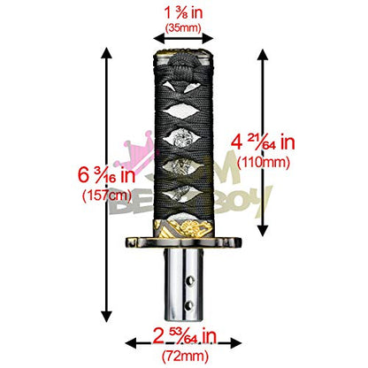 JDMBESTBOY Samurai Sword Black White Shift Knob Shifter Alloy Katana Adapter Universal 10cm - color: Black White, size: 10cm