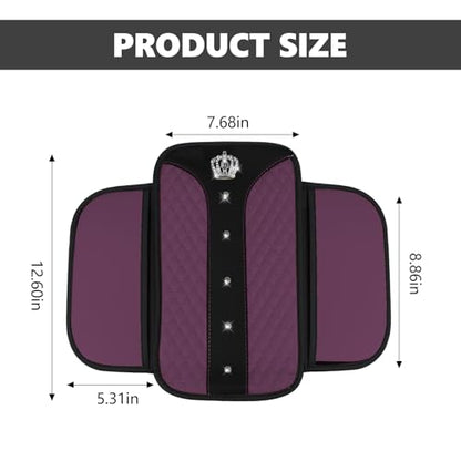 Wuyaoyao 8PCS Car Accessories Set, Bling Crown Leather Car Steering Wheel Cover w/Armrest Pad, Seat Belt Cover Pads, Gear Shift & Handbrake Covers, Cup Holder Coasters, Auto Interior Decor (Purple)