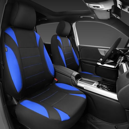 CAR PASS Neoprene Wetsuit Seat Covers, Waterproof Car Seat Covers Full Sets with 5mm Composite EVA, Universal Fit for Car Sedan, SUV Trucks Anti Slip with Airbag Compatible(Black Blue - color: Blue full sets