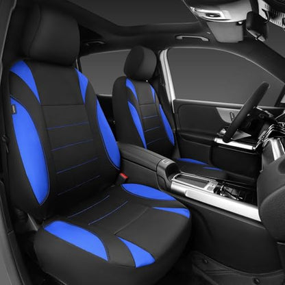 CAR PASS Neoprene Wetsuit Seat Covers, Waterproof Car Seat Covers Full Sets with 5mm Composite EVA, Universal Fit for Car Sedan, SUV Trucks Anti Slip with Airbag Compatible(Black Blue - color: Blue full sets