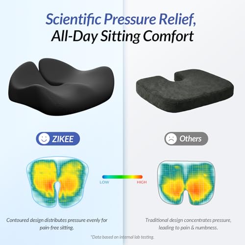 Pioneering Seat Cushion for Pressure Relief, Ergonomic Office Chair Cushion for Sciatica, Back, Hemorrhoids & Tailbone Pain Relief, High-Density Memory Foam Car Seat Cushion with Anti-Slip Base
