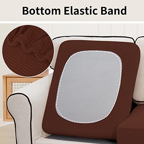 Easy-Going Stretch Individual Loveseat Couch Cushion Cover Sofa Cushion Furniture Protector Sofa slipcover Soft Flexibility with Elastic Bottom (2-Piece Loveseat Cushion Cover, Coffee) - color: Coffee, size: 2-piece