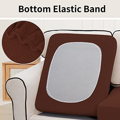 Easy-Going Stretch Individual Loveseat Couch Cushion Cover Sofa Cushion Furniture Protector Sofa slipcover Soft Flexibility with Elastic Bottom (2-Piece Loveseat Cushion Cover, Coffee) - color: Coffee, size: 2-piece