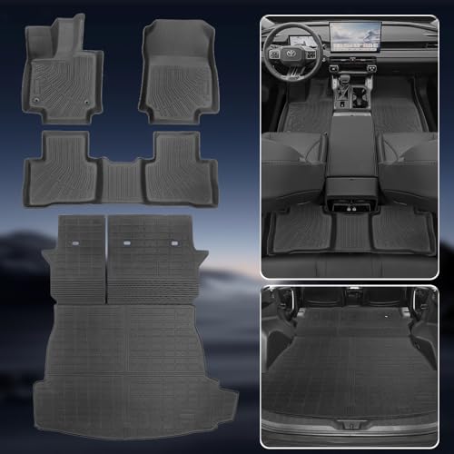 Custom Floor Mats & Cargo Liner for 2025 Toyota RAV4 PHEV (Plug-in Hybrid), All-Weather TPE Liners with Backrest Mats, 3D Laser Scanned for 2025 RAV4 New Generation, Black - size: For 2025 Rav4 PHEV 4Pcs