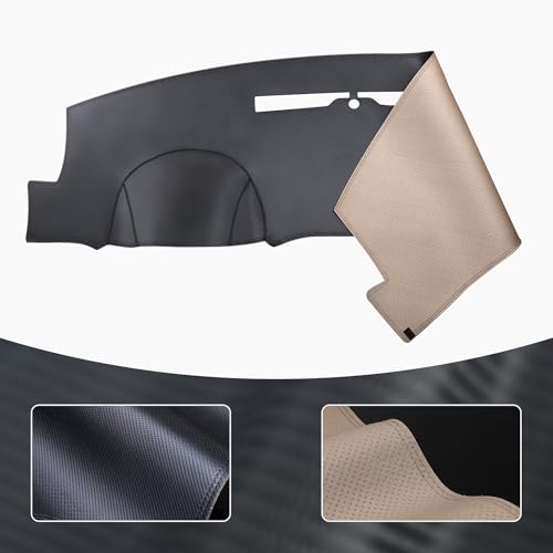 Dashboard Cover for 2014–2018 Chevrolet Silverado/GMC Sierra 1500, 2015–2019 Silverado/Sierra 2500HD 3500HD – Carbon Fiber Leather Dash Mat Sun Shade Protector (Black)