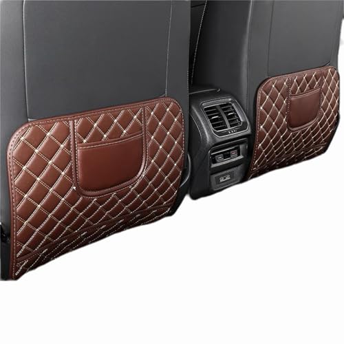 2pcs Car Seat Back Anti Kick Mat Half-Size Pad Leather Cover Seat Protector Auto Accessories (Coffee) - color: Coffee