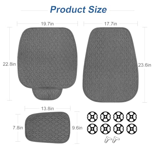 2 Pack Linen Front Car Seat Covers for Cars, Breathable Linen Car Seat Protector Fit Four Seasons, Non-Slip Car Seat Pad for Most Vehicles (2Pack Dark Grey)
