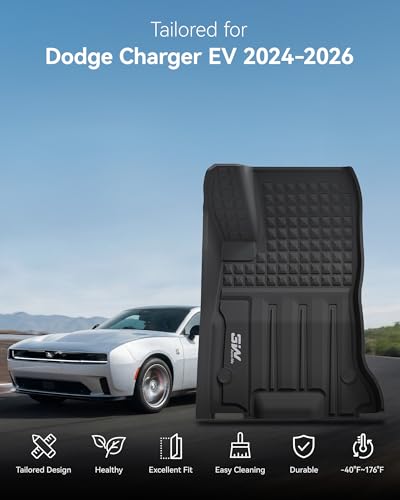 3W Floor Mats & Cargo Liner & Seatback Mats for 2024-2025 2026 Dodge Charger EV Daytona (Fit 2-Door, Not for 4-Door) Scat Pack & R/T, All Weather TPE Custom Fit Car Mats Floor Liners Full Set, Black - size: 2024-2026 Charger Full Set