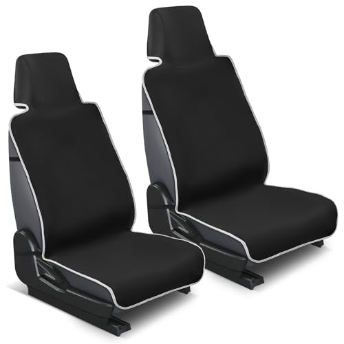 Waterproof 2 Pack Neoprene Car Seat Covers for Trucks, Sweatproof Non-Slip Seat Protector for Cars, SUVs, Vans, Machine Washable, Universal Fit (Black,2-Pcs)