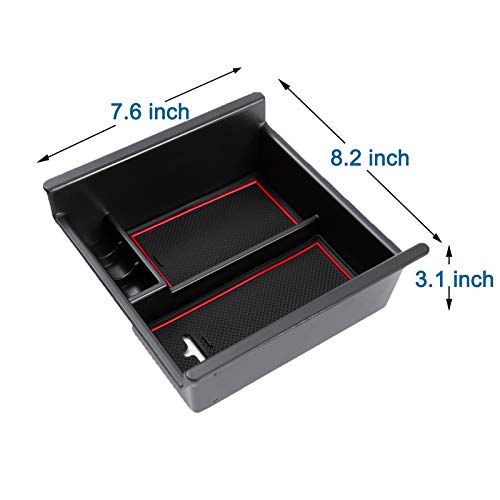 JDMCAR Center Console Organizer Compatible with Toyota 4Runner Accessories 2010-2024 and Kia Telluride (2020-2024), Insert ABS Black Materials 4 Runner Tray, Armrest Box Secondary Storage -Red Trim - color: RED