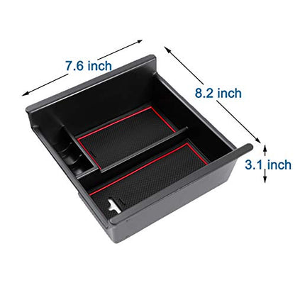 JDMCAR Center Console Organizer Compatible with Toyota 4Runner Accessories 2010-2024 and Kia Telluride (2020-2024), Insert ABS Black Materials 4 Runner Tray, Armrest Box Secondary Storage -Red Trim - color: RED