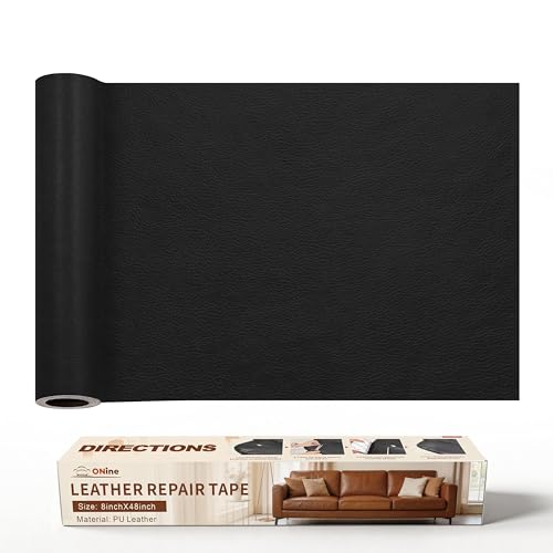 ONine Leather Repair Patch，Leather Repair Tape, 8 x 48 inches Leather Repair Patch for Furniture,Vinyl Repair kit，Leather Couch Patch，for Sofas, Furniture, car Seats(Black) - color: Black, size: 8 x 48 inches