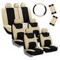 FH Group Light & Breezy Cloth Car Seat Covers, 7 Seater Three Row Set- Airbag & Split Ready -Universal for Cars Trucks and SUVs Beige/Black - color: Beige