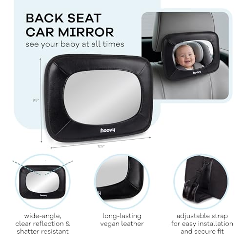 Hoovy My First Car Ride™ 3-in-1 Baby Car Essentials Bundle, Roller Sun Shades, Rear-Facing Mirror, and Seat Protector