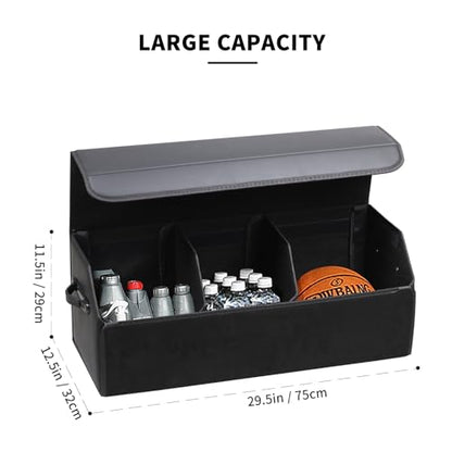AUTOARK Leather Car Trunk Organizer,Durable Collapsible Adjustable Compartments Cargo Storage,Extra Large Capacity,AK-151 - size: L 29.5" x W 12.2" x H 11.5"