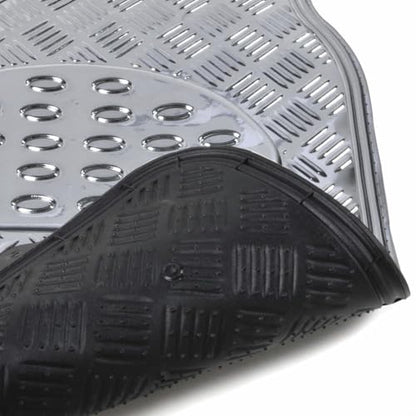 Carxs Full Metal Design Car Floor Mats Heavy Duty Metallic 4pc Front Rear Silver Rubber MT-641 CFMDCFMHDM4FRS
