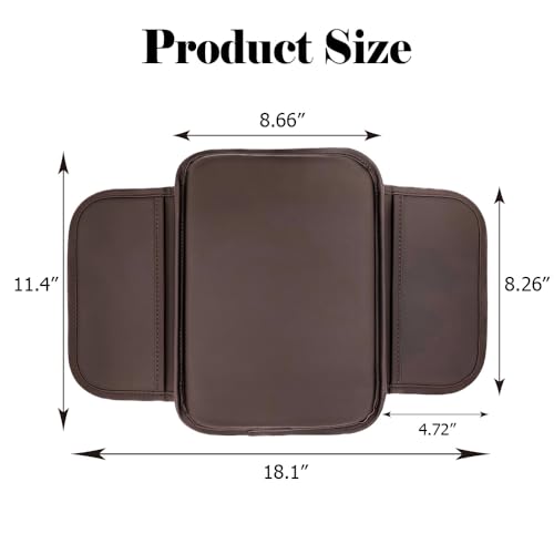 Car Armrest Box Mat, Car Center Console Cover, Arm Rest Cover for Car, Car Console Covers, Wear-Resistant and Durable, Soft and Comfortable, Suitable for Most Cars (Brown) - color: Brown