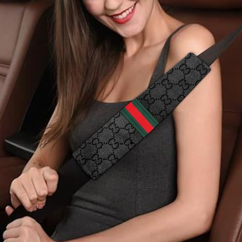 5PCS Steering Wheel Cover, with 2 Headrests, 2 Seat Belt Covers - Universal Fit for 14.5-15" Steering Wheel, Enhances Driving Experience - Perfect for Women (Black) - color: Black