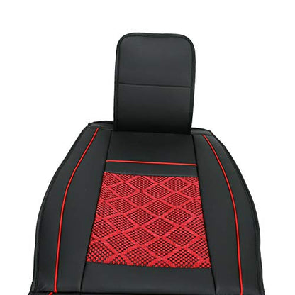 Universal PU Leather Car Seat Cover Full Set w/Pillows 5-Seats SUV Seat Cover Front Rear (Black/Red Mesh) - color: Black/ Red Mesh