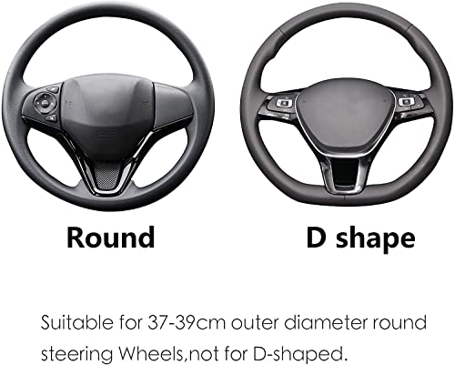 ALEMODR Brown Leather Steering Wheel Cover Universal 15 inch